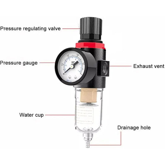 Compressed Air Oil Water Separator Tool Air Filter Trap Pressure Reducer With Gauge Pneumatic Regulator Lubricator For - Image 2