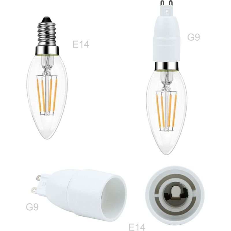 4X Lamp Socket Adapter G9 To E14 In White - 4 pcs Set Reformatting Converters For Lamp Sockets For Incandescent, LED, - Image 2