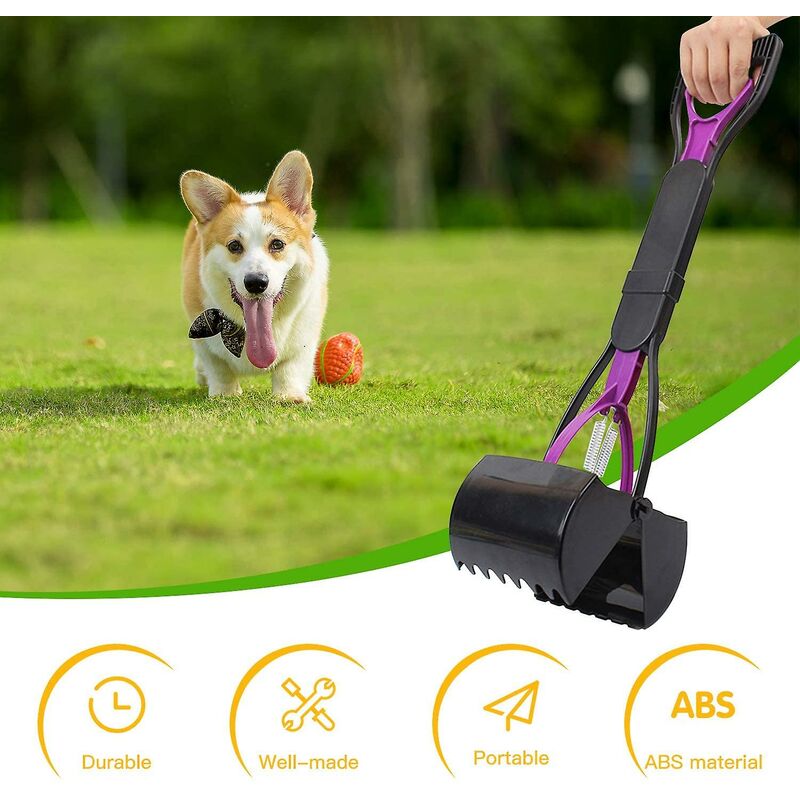 Foldable Dog And Cat Poop Scooper Pet Long Handle Pooper Scooper, Easy To Pick Up Waste, Black & Purple (Purple) - Image 4