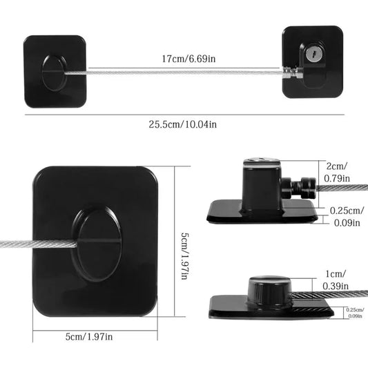 3 Pack Child Safety Window Lock, Adhesive Refrigerator Door Lock Opening Limit Cable Child Safety Window Block With 3 - Image 2