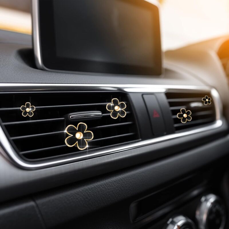 DAisy Flower Vent Clips,4 pcs Air Conditioning Outlet Clip Diffuser Vent Clip Car Air Freshener Flower Clip For Car Vent - Image 3