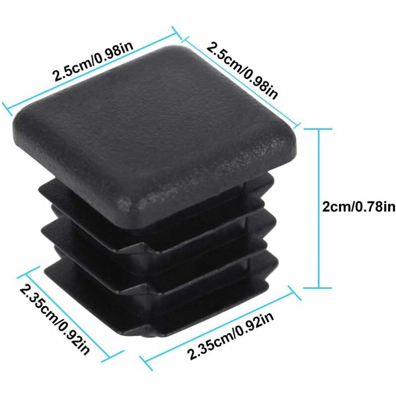Decareta 20 pcs Chair Leg Cap, Square Pipe Cap, Plastic Square Post Cap For Furniture Feet Trampoline Cabinet Shelf - Image 2