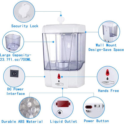 Automatic Hand Soap Dispenser, 700Ml Wall Mounted Soap Dispenser, Touchless Hand Sanitizer Shampoo Dispenser, Touchless - Image 3