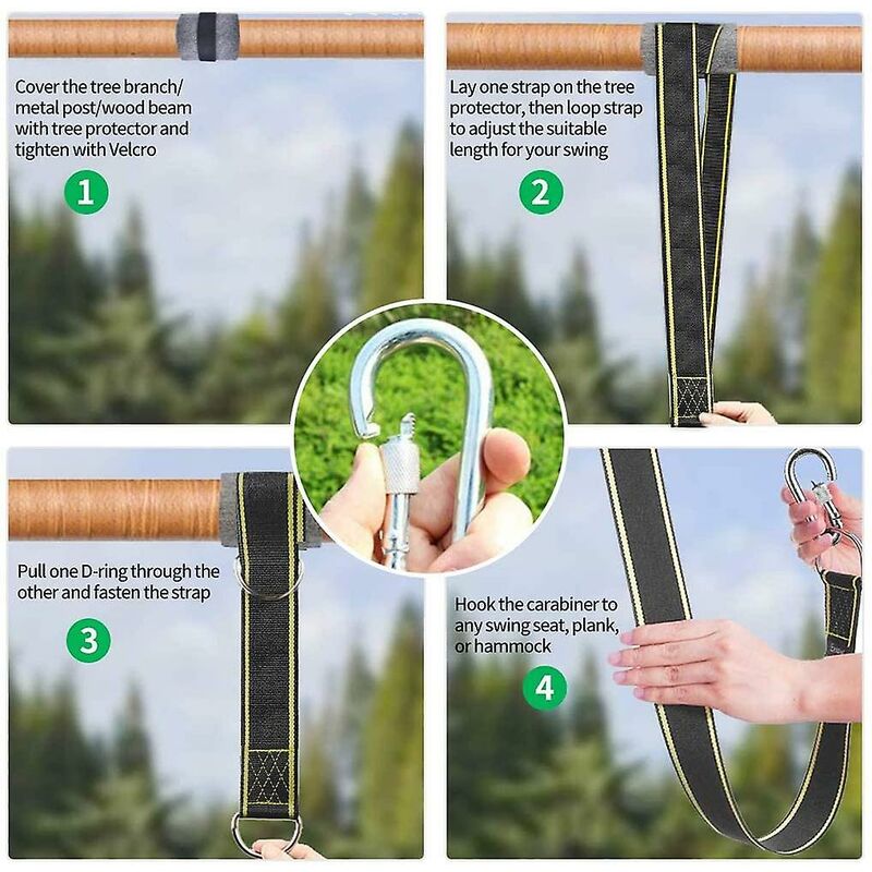 Hammock Strap Swing Attachment Hanging Chair ROpe Outdoor Swing Accessory Safety Carabiners Swing Tree Swing Strap For - Image 3