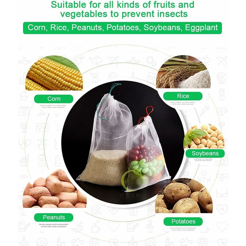50 pcs Fruit Protection Bag Insect Mesh Bag Plant Protection Bag With Drawstring Anti-Insect Net Bags Insect Bag 2030Cm - Image 4