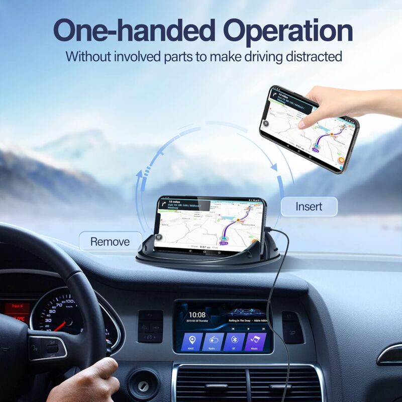 Car Phone Holder, Anti-Slip DAshboard Mount Cell Phone Holder Compatible For Other Smartphone (Black) - Image 3