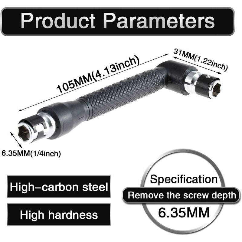 Mini Screwdriver And Bits, 1/4" Drive, L-Shaped Double Head Hexagonal Handle Extension Socket Wrench Flathead Torx - Image 2