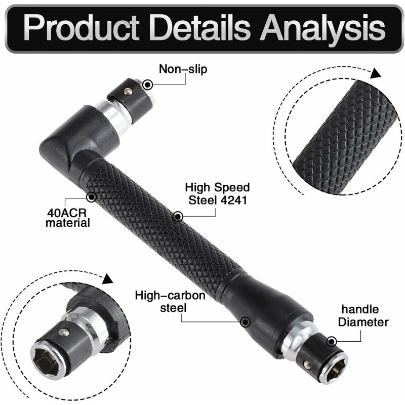 Mini Screwdriver And Bits, 1/4" Drive, L-Shaped Double Head Hexagonal Handle Extension Socket Wrench Flathead Torx - Image 4