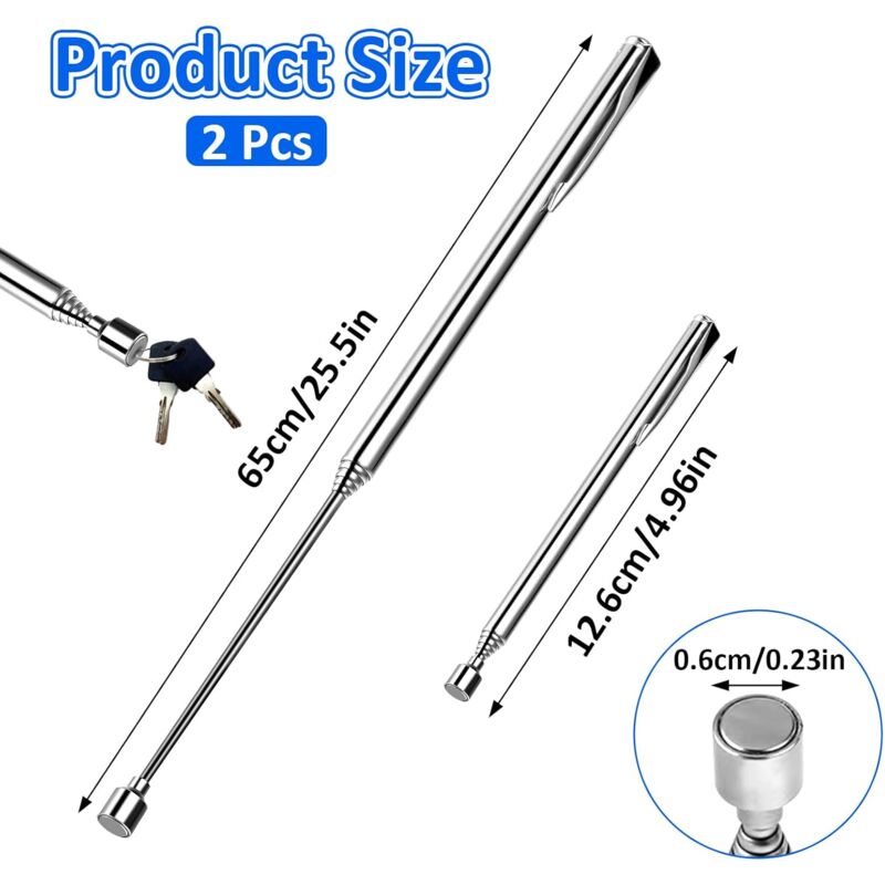 2 Pack Telescopic Magnetic Pick Up Tools With Pocket Clip, 0.7Kg Extendable Metal Magnetic Grabber Tools For Picking Up - Image 2