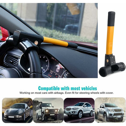 Retractable Car Steering Wheel Lock, Heavy Duty T-Bar Universal Steering Wheel Clamp With 2 Keys For Cars, Trailers, - Image 4
