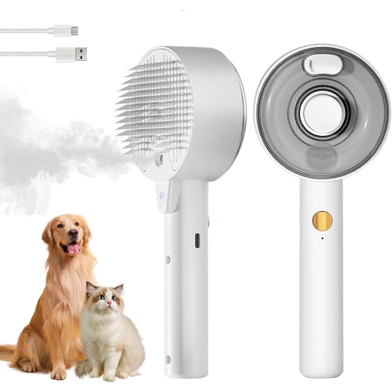 Cat Steam Brush, 4 In 1 Cat Steam Brush Self-Cleaning Cat Brush, Cat Brush With Water Tank Pet Grooming Brush For