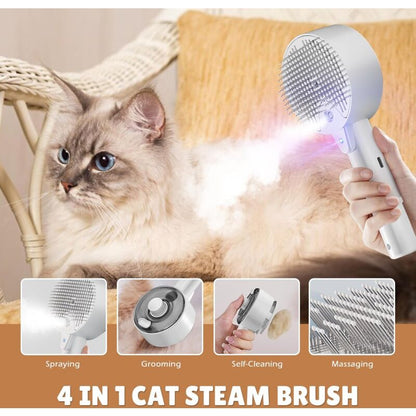 Cat Steam Brush, 4 In 1 Cat Steam Brush Self-Cleaning Cat Brush, Cat Brush With Water Tank Pet Grooming Brush For - Image 2
