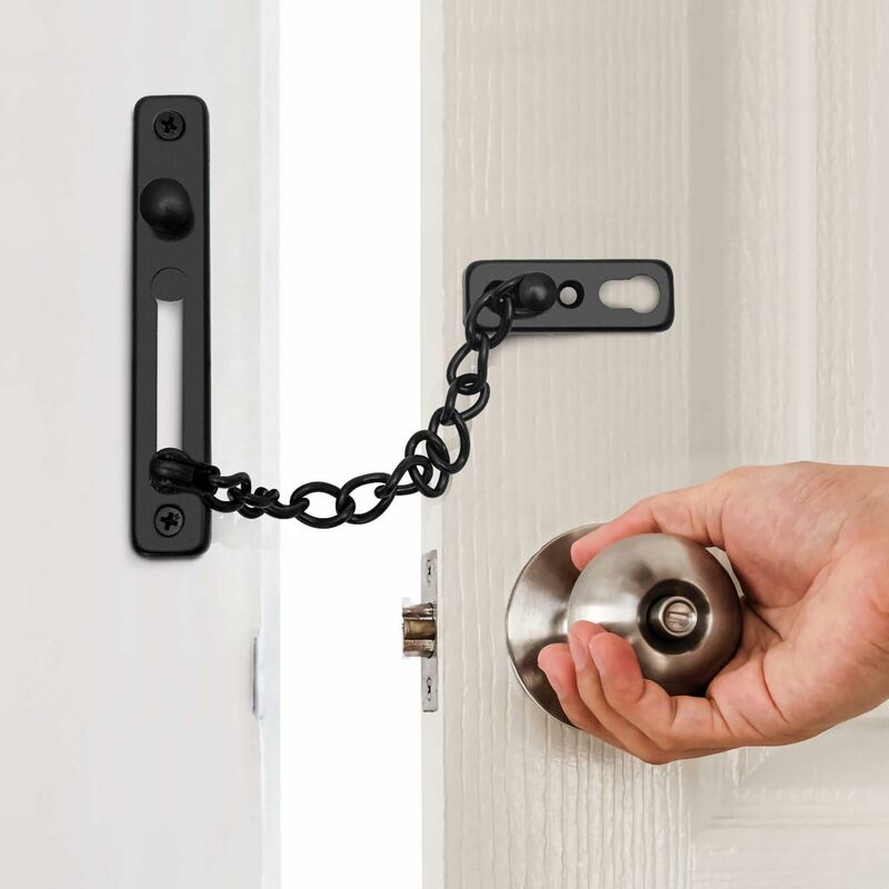2 pcs Door Lock Chain With Screws, Anti-Theft Security Door Lock Chain For Interior Door Home Security - Image 4