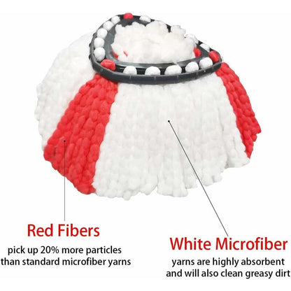 2 Pack Mop Heads Compatible With Vileda 2 In 1 Turbo Mop Replacement Head, Microfiber, Red, White. - Image 4