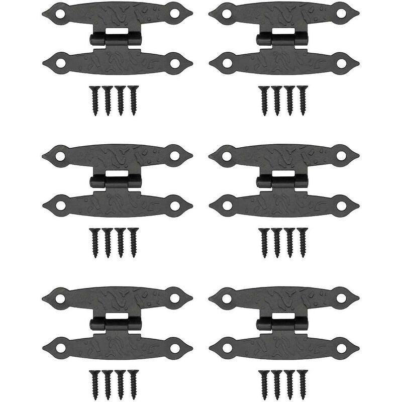 6 pcs Antique Metal Hinges For Cabinets, Cupboard Doors, Chests, Crates Retro Country House Style 65 X 34Mm - Image 2