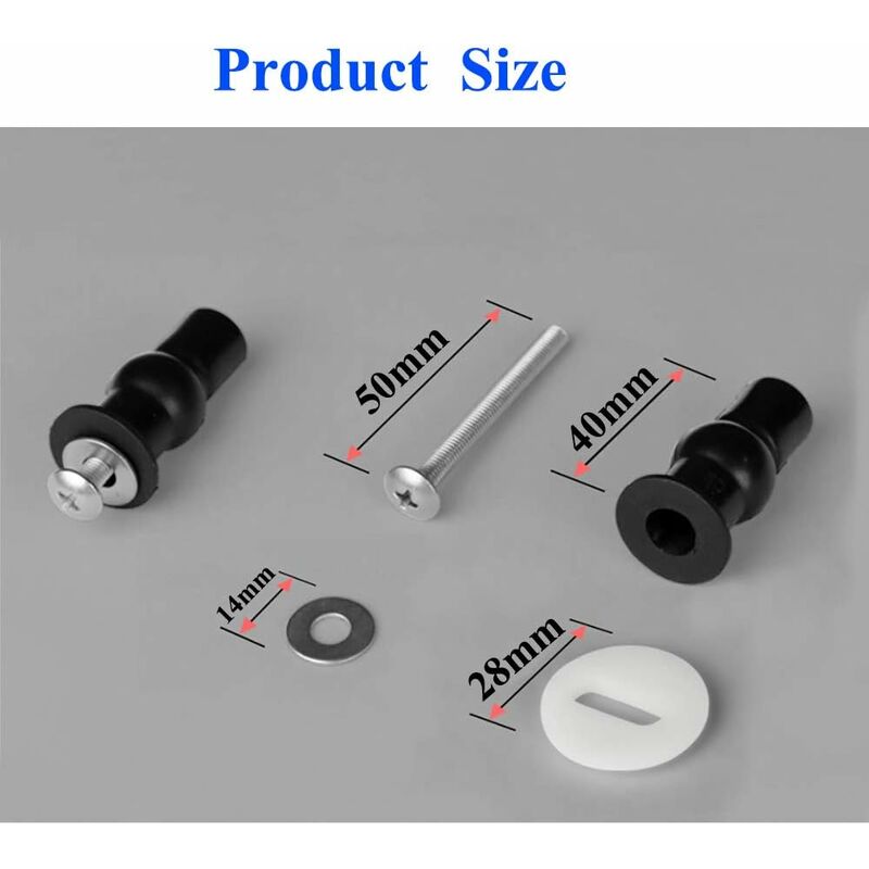 Toilet Seat Fittings, 4 Pack Toilet Seat Hinges Screws Toilet Seat Fixings Expanding Rubber Top Nuts Screws - Image 2