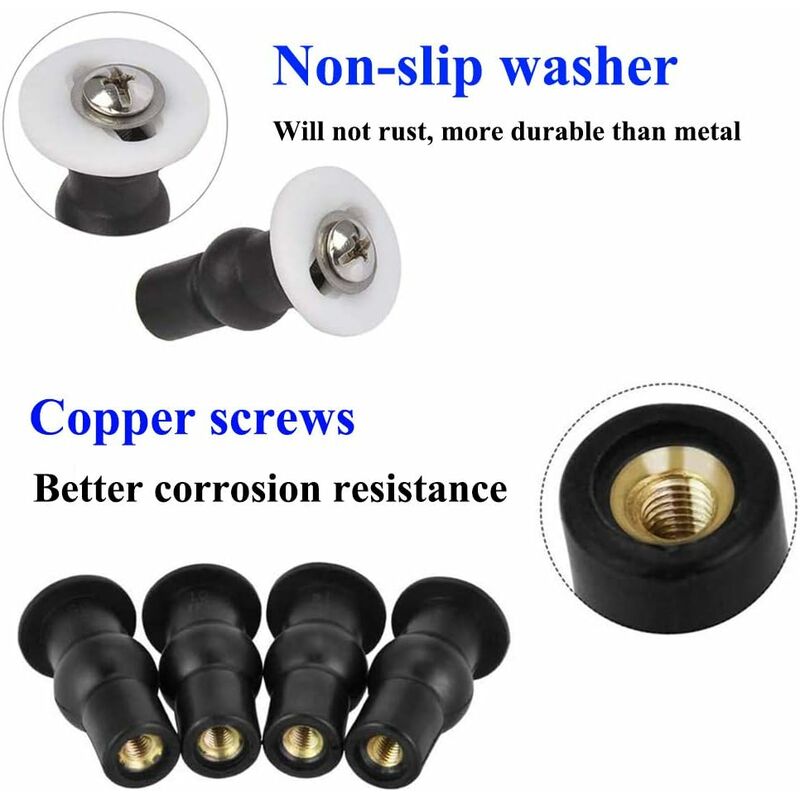 Toilet Seat Fittings, 4 Pack Toilet Seat Hinges Screws Toilet Seat Fixings Expanding Rubber Top Nuts Screws - Image 3