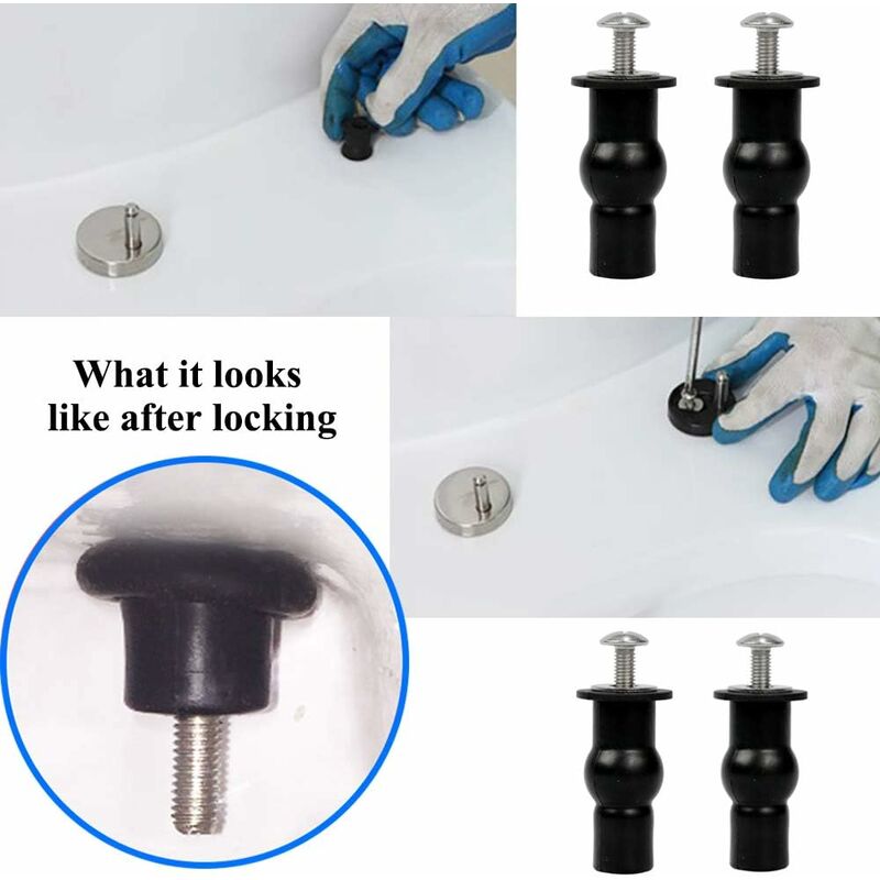 Toilet Seat Fittings, 4 Pack Toilet Seat Hinges Screws Toilet Seat Fixings Expanding Rubber Top Nuts Screws - Image 4
