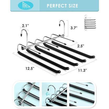 2 Pack Space Saving Hangers - Non-Slip Trouser Hanger With Foam Padded Swing Hanger Multi-Layer Hanger Organizer And - Image 3