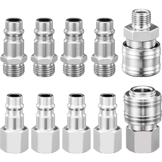 1/4" Bsp Pneumatic Quick Connector, 10 Pieces European Air Compressor Fitting, Compressor Connector For Pneumatic Hose