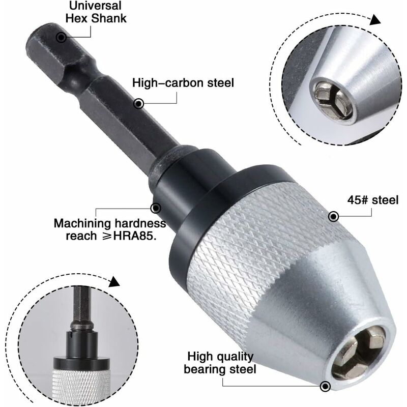Quick Change Keyless Drill Chuck With 0.3-6.5Mm Hex Shank - Image 3