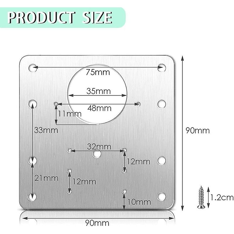 8 pcs Stainless Steel Cabinet Hinge Repair Plate With 48 Screws - Image 2