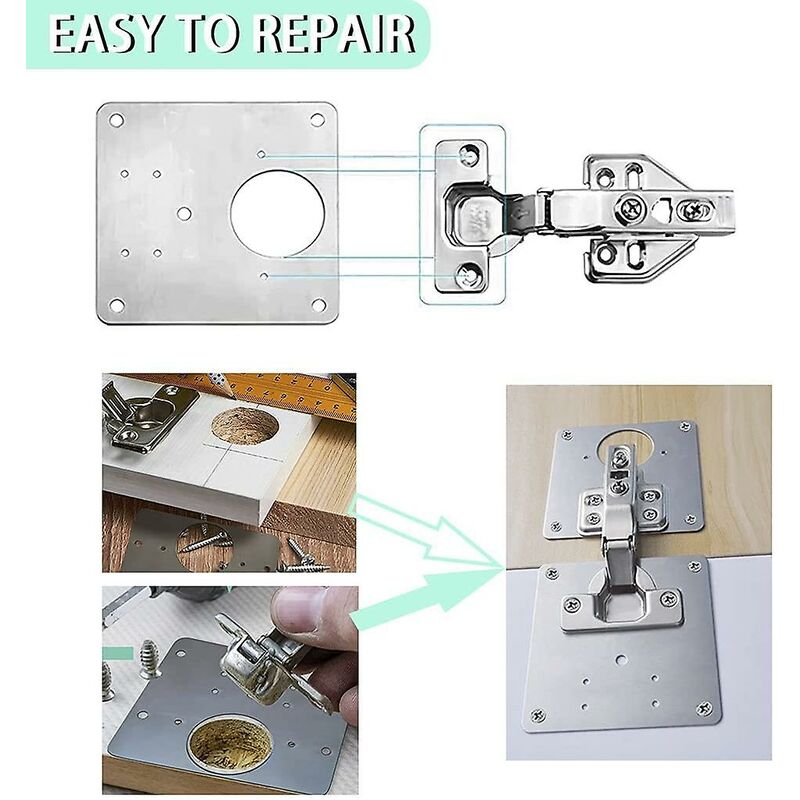 8 pcs Stainless Steel Cabinet Hinge Repair Plate With 48 Screws - Image 4