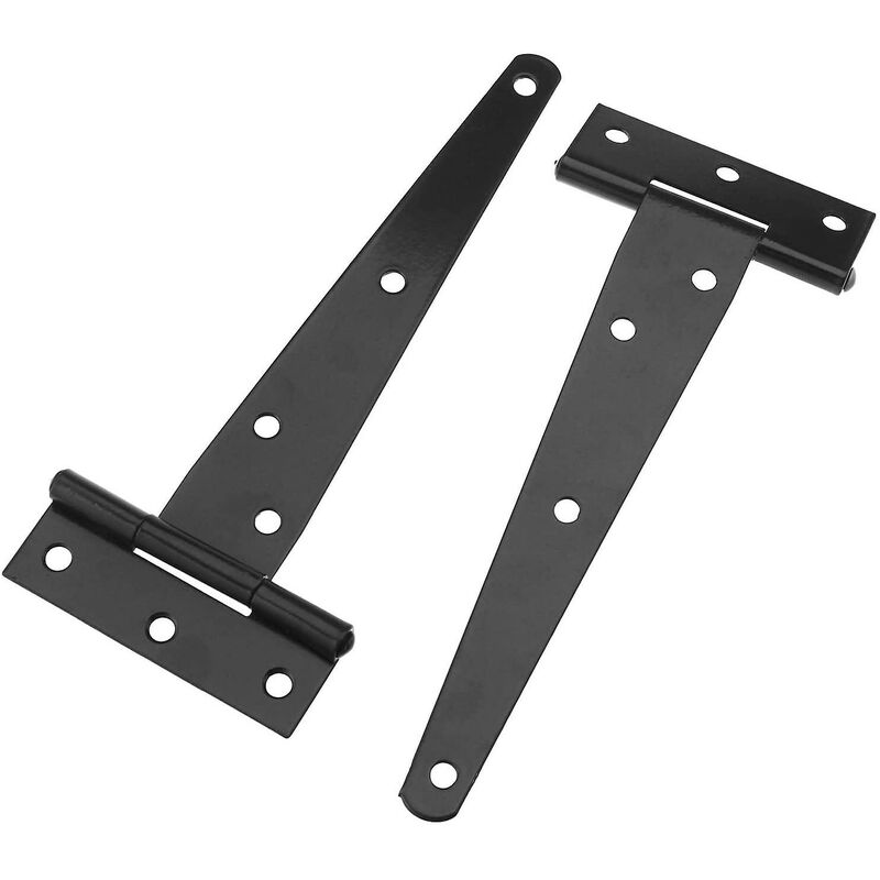 6 Pack T-Shaped Hinges For Garden Shed - 10Cm - Heavy Duty - Forged Steel - Rustproof - Black - Image 4