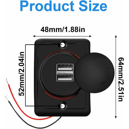 Car Usb Charger, 3.1A 12V/24V Usb Control Panel, Dual Port Charger Power Socket, 2 Port Adapter, For Car, Marine, Rv, - Image 3