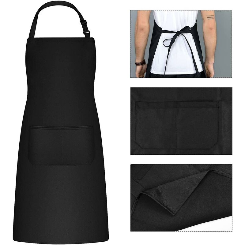 2 Pieces Kitchen Aprons For Men Women, Household Apron Tool Holder Aprons With 2 Pockets For Bbq, Adjustable Adult - Image 2