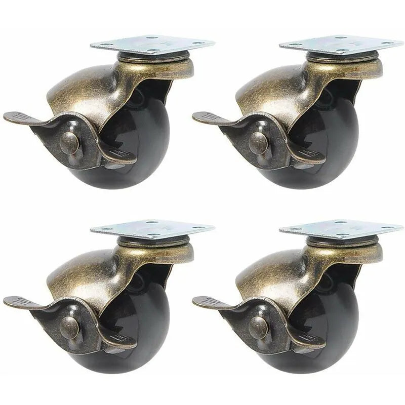 4 pcs Furniture Leg Caster Wheels (1.5Inch (40Mm) - With Brake)
