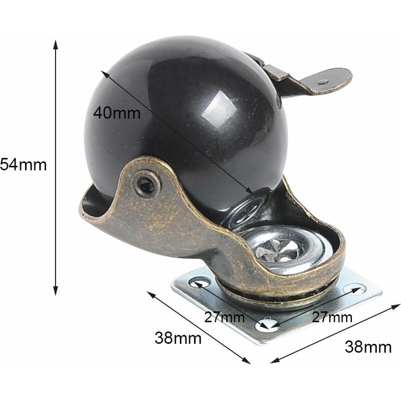 4 pcs Furniture Leg Caster Wheels (1.5Inch (40Mm) - With Brake) - Image 2