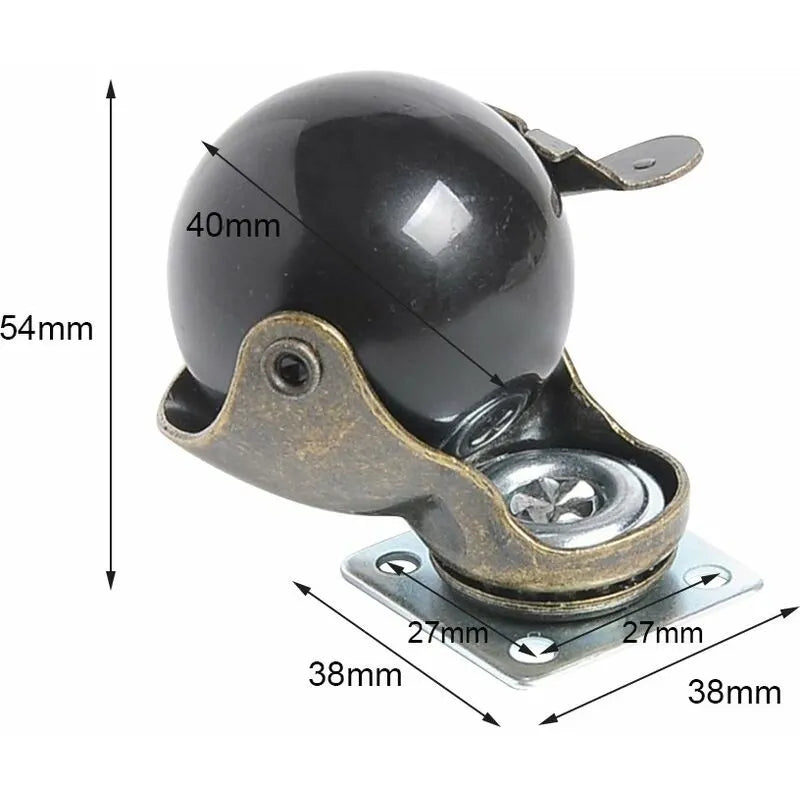 4 pcs Furniture Leg Caster Wheels (1.5Inch (40Mm) - With Brake) - Image 2
