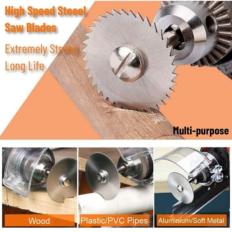 6 pcs Hss Saw Blades Set With 1Pc 1/8" Shank Extension ROd, Cutting Wheel Set For ROtary Tools - Image 2