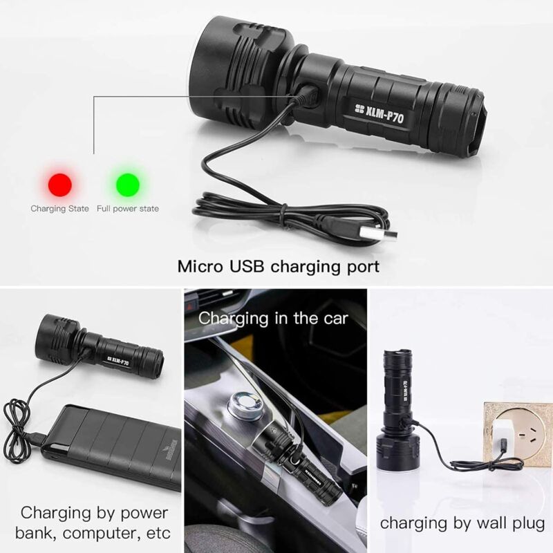 30000-100000 Lumen High Power LED Flashlight Waterproof Ultra Bright, 3 Modes High Brightness Usb Rechargeable - Image 2