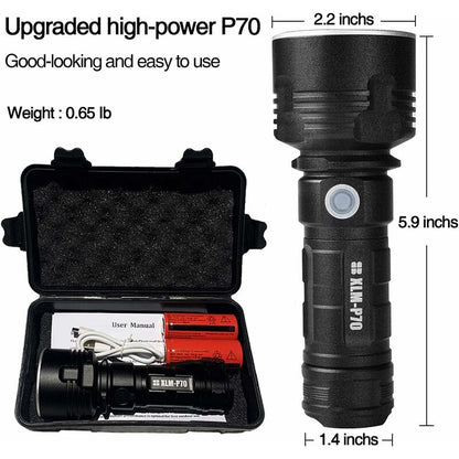 30000-100000 Lumen High Power LED Flashlight Waterproof Ultra Bright, 3 Modes High Brightness Usb Rechargeable - Image 4