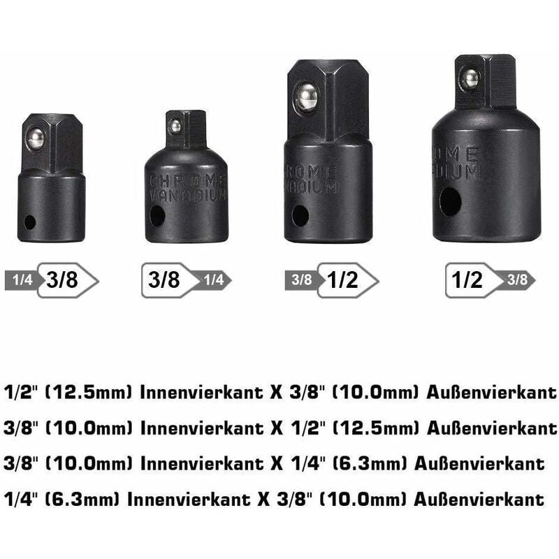 Socket Adapter 1/2 3/8 1/4 Hexagon Drill Bits Adapter Set Nut Wrench Reducer Socket Adaptor Converter Ratchet Wrench - Image 3