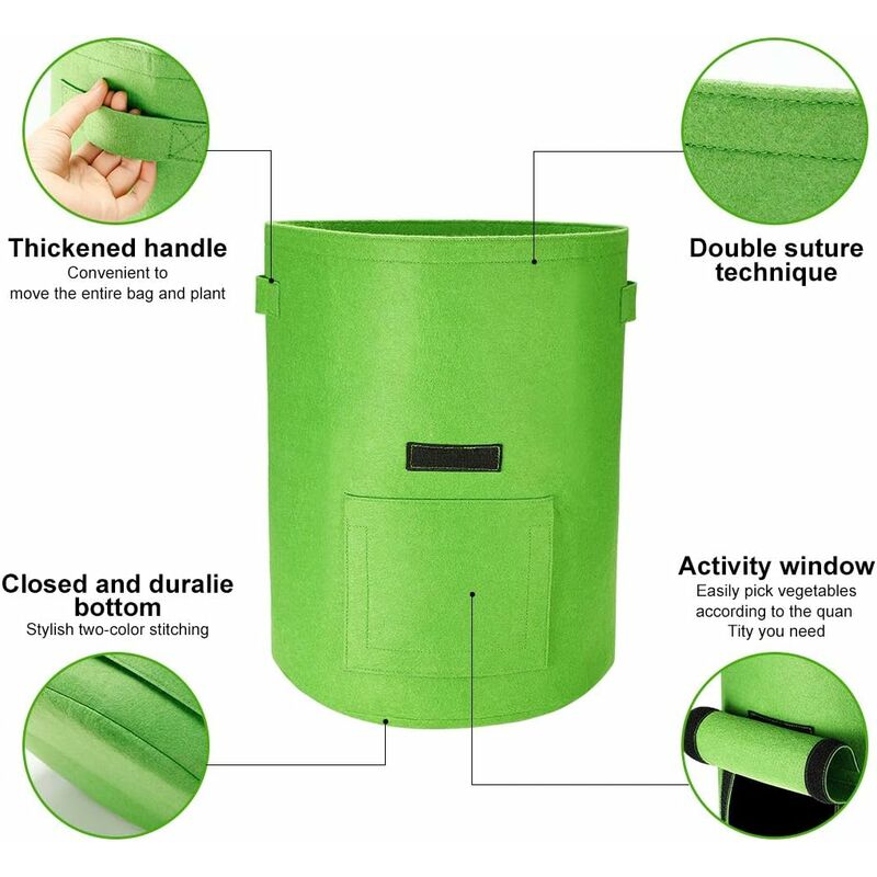 Potato Grow Bags, 2 pcs 40L/10 Gallon Vegetable Bag, Non-Woven Fabric Planting Bag With Window, Garden Vegetable Bag - Image 2