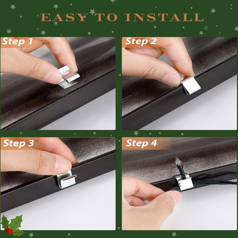 100 pcs Christmas Light Hook,Cable Clips,Outdoor ROof Gutter Hooks,Christmas Lights Gutter Hooks Galvanized Holiday - Image 3