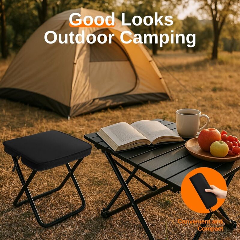 Folding Stool, Lightweight Steel Folding Camping Stool - 120Kg Load Capacity, Fishing, Garden, Camping, Beach & Travel - Image 3