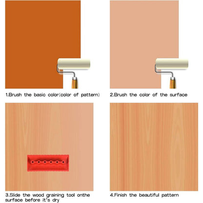 4 Pieces Wood Graining Tool, Wood Effect Grain For Decoration - Red，Rubber Wood Graining Tool Wood Effect Grain For - Image 3