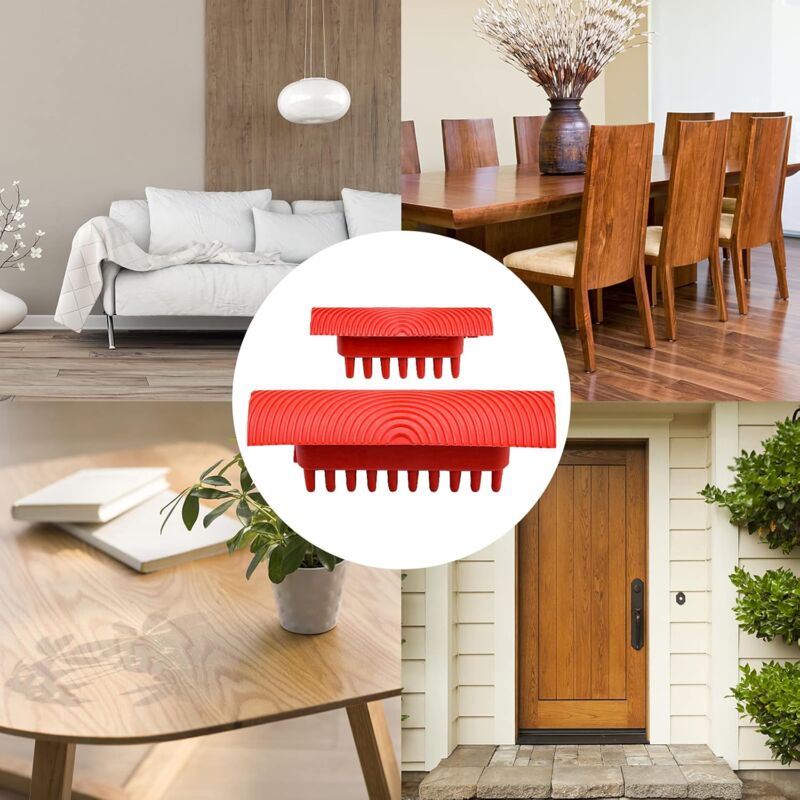 4 Pieces Wood Graining Tool, Wood Effect Grain For Decoration - Red，Rubber Wood Graining Tool Wood Effect Grain For - Image 4
