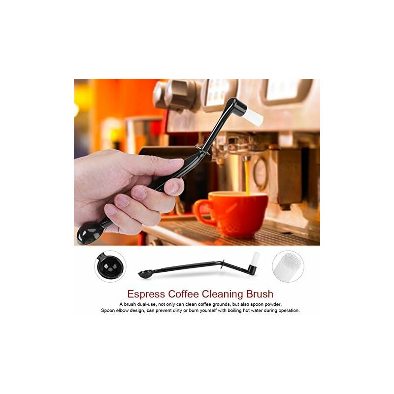 3 Pack Espresso Machine Accessories - Black Cleaning Brushes And Coffee Decorating Brush - Image 2