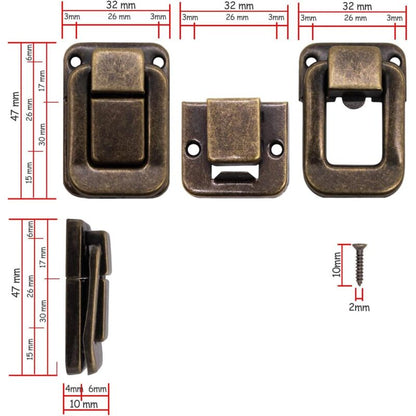 4 pcs U-Shaped Clasps For Chests, Boxes, Chests, Vintage Design In Brass 47 X 32 Mm, Bronze, Copper - Image 2
