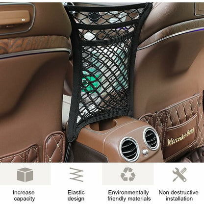 3-Layer Car Mesh Bag, Seat Back Mesh Bag, Rear Child Safety Door, Luggage Tissue Holder, Driver Storage Mesh Bag - Image 4