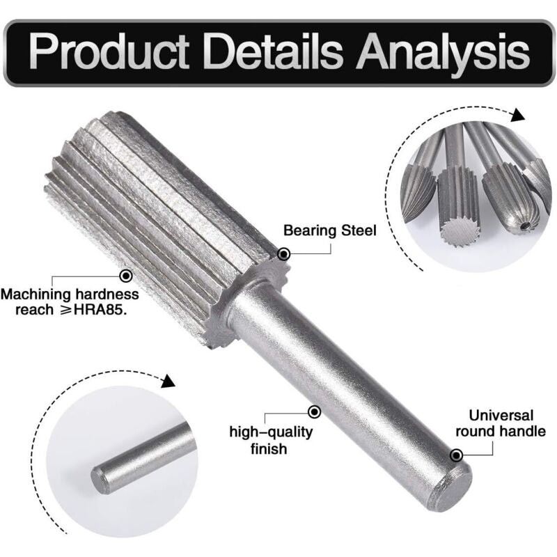 6 pcs Double Cut Tungsten ROtary Burr Set 6Mm Shank Tungsten Files Filing/Engraving/Grinding Bits For ROtary Tools - Image 3
