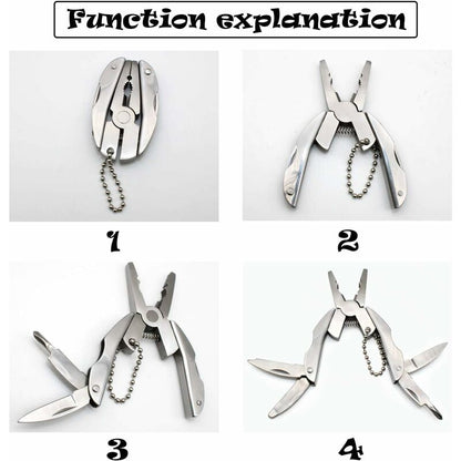 Multi-Tool Pliers Kit Multifunction Pocket Tool With Black Leather Sheath, Multitools Pliers For Camping, Fishing, - Image 2