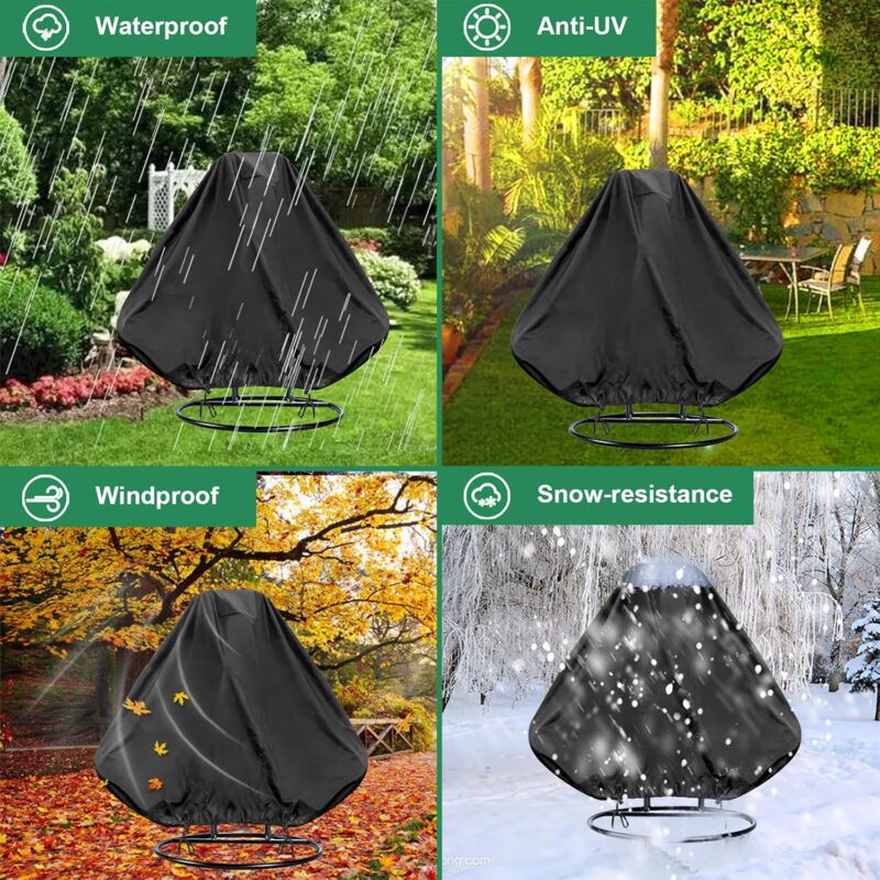 Hanging Chair Cover, Waterproof Hanging Chair Cover, Protective Cover For Egg Chair, Windproof, Anti-Uv, Heavy Duty - Image 3