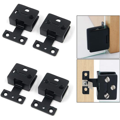 Glass Cabinet Door Hinge 4 pcs Wine Cabinet Clamp Display Door Hinge, Matte Black Zinc Alloy, No Drilling - Image 4