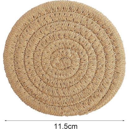 pcs Coffee Color Coasters, 11.5Cm ROund Woven Coasters Water Absorption Woven Drink Coasters Heat Resistant Coasters - Image 3